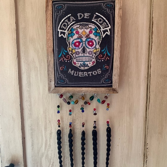 Day Of The Dead Skull Dia De Los Muertos Beaded Halloween Hanging Wall Art - Picture 6 of 17